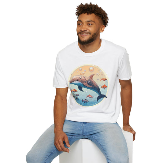 Dolphin Shirt Unisex Softstyle Tee 100 Percent Ring Spun Cotton Breathable Gildan 64000