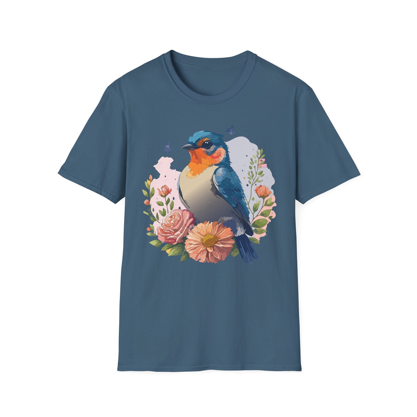 Bird T-Shirt, Floral Bird T Shirt, Shirt with Bird, Shirt with Animal
