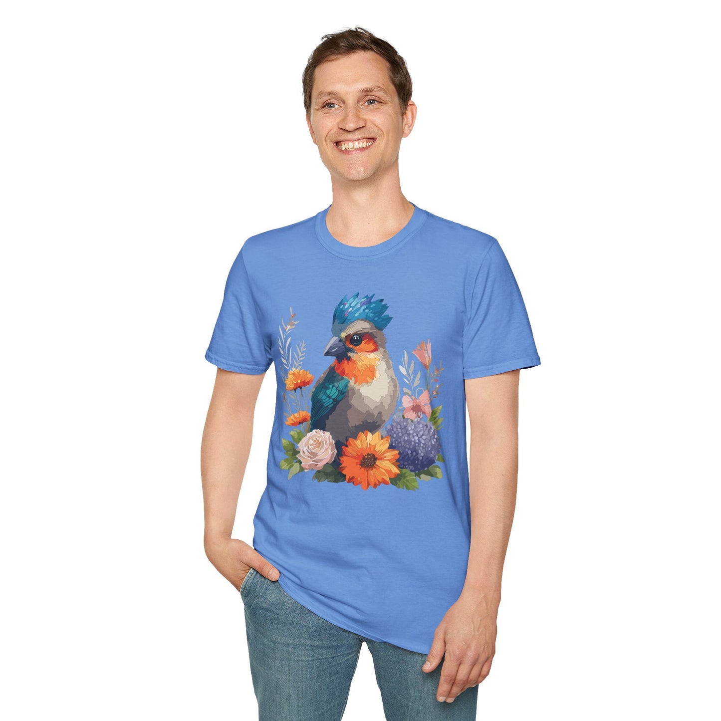 Bird T-Shirt, Floral Bird T Shirt, Shirt with Bird, Shirt with Animal