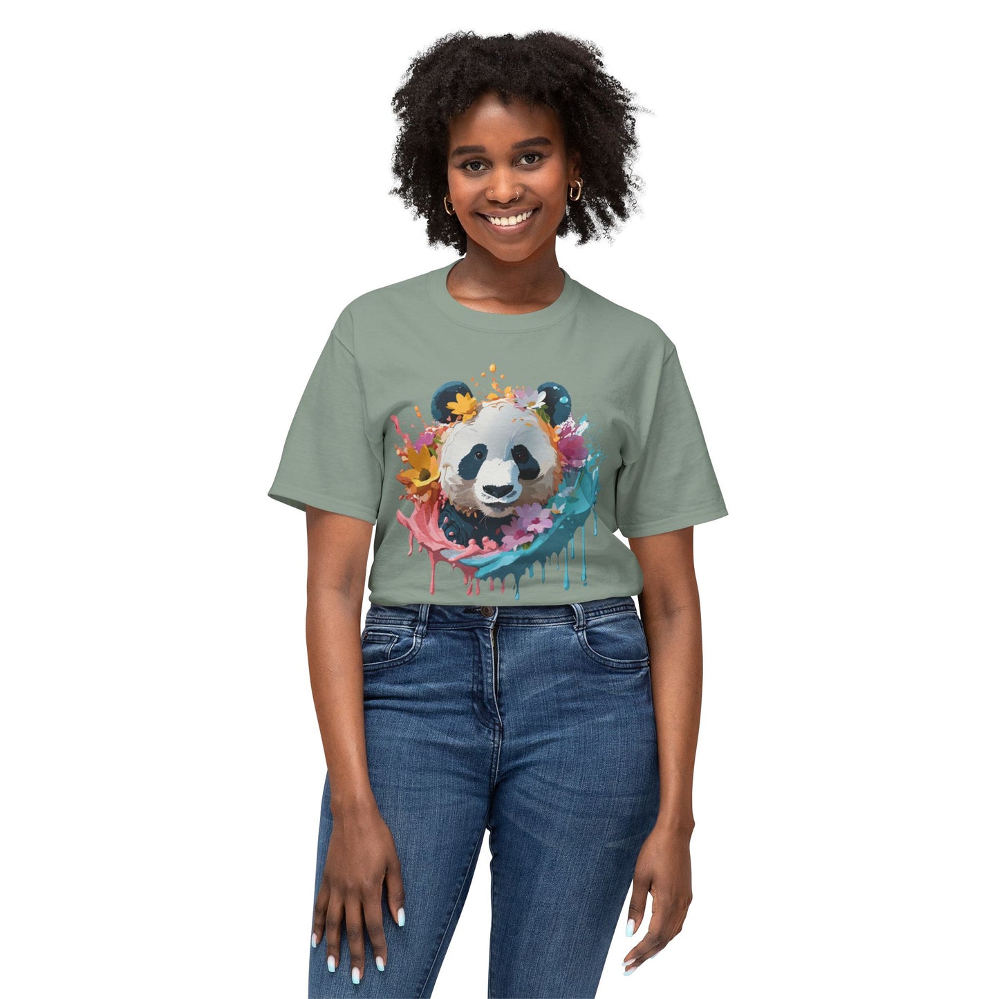 Panda T-Shirt, Vintage Panda Tee, Floral Tees, Panda Art Design Shirt, Tee Shirt with Panda Art 8