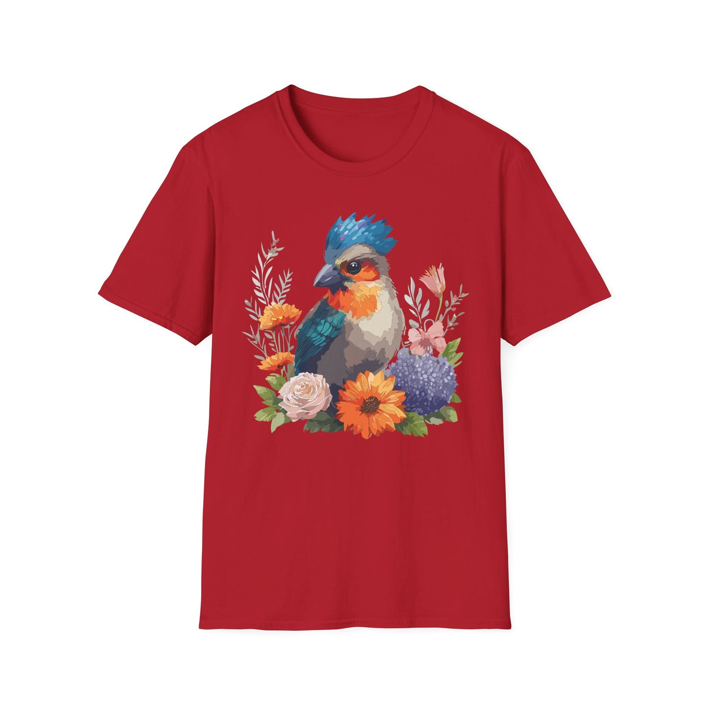 Bird T-Shirt, Floral Bird T Shirt, Shirt with Bird, Shirt with Animal