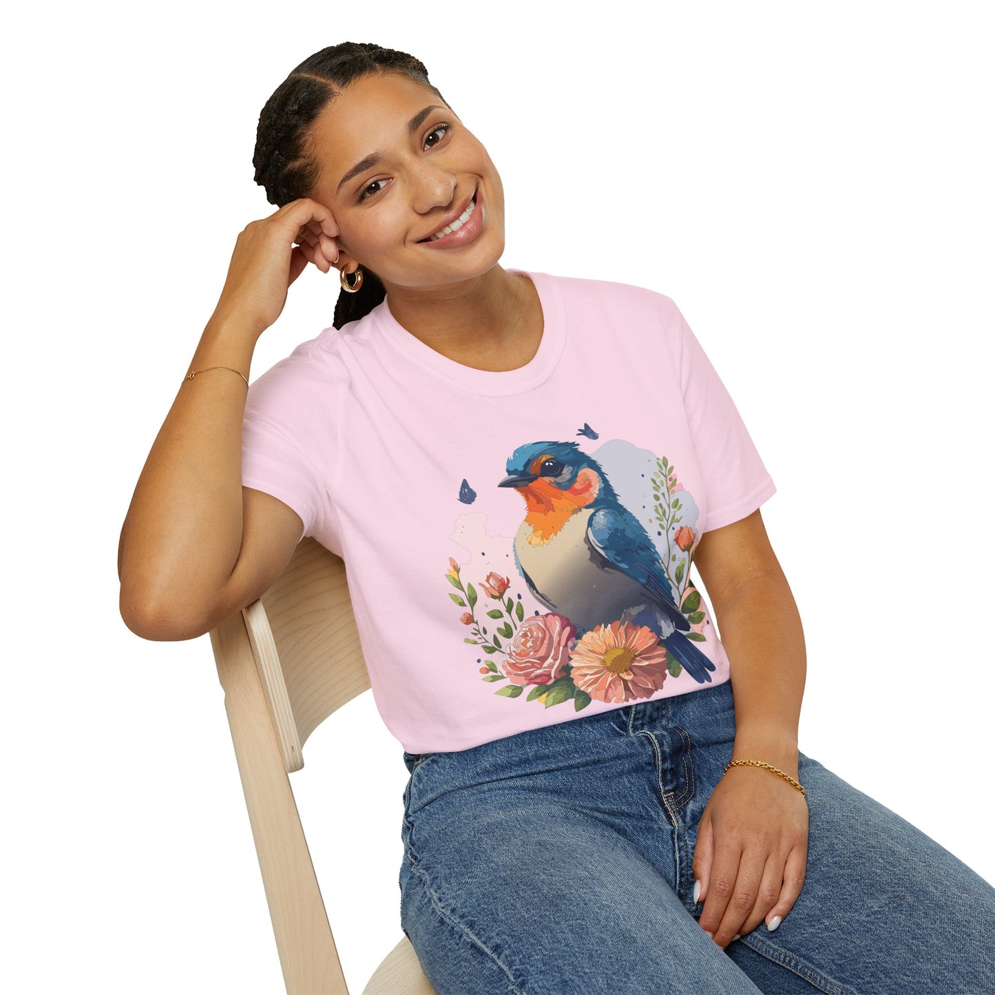 Bird T-Shirt, Floral Bird T Shirt, Shirt with Bird, Shirt with Animal