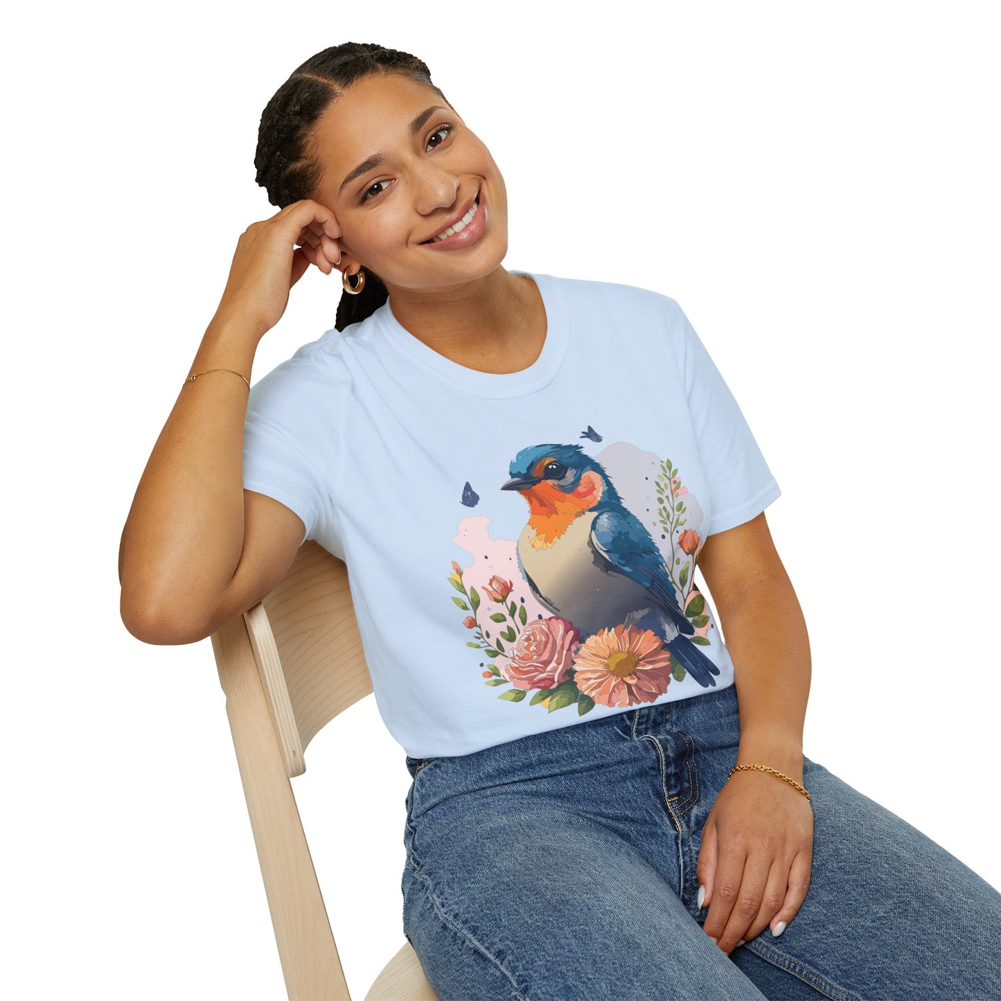 Bird T-Shirt, Floral Bird T Shirt, Shirt with Bird, Shirt with Animal