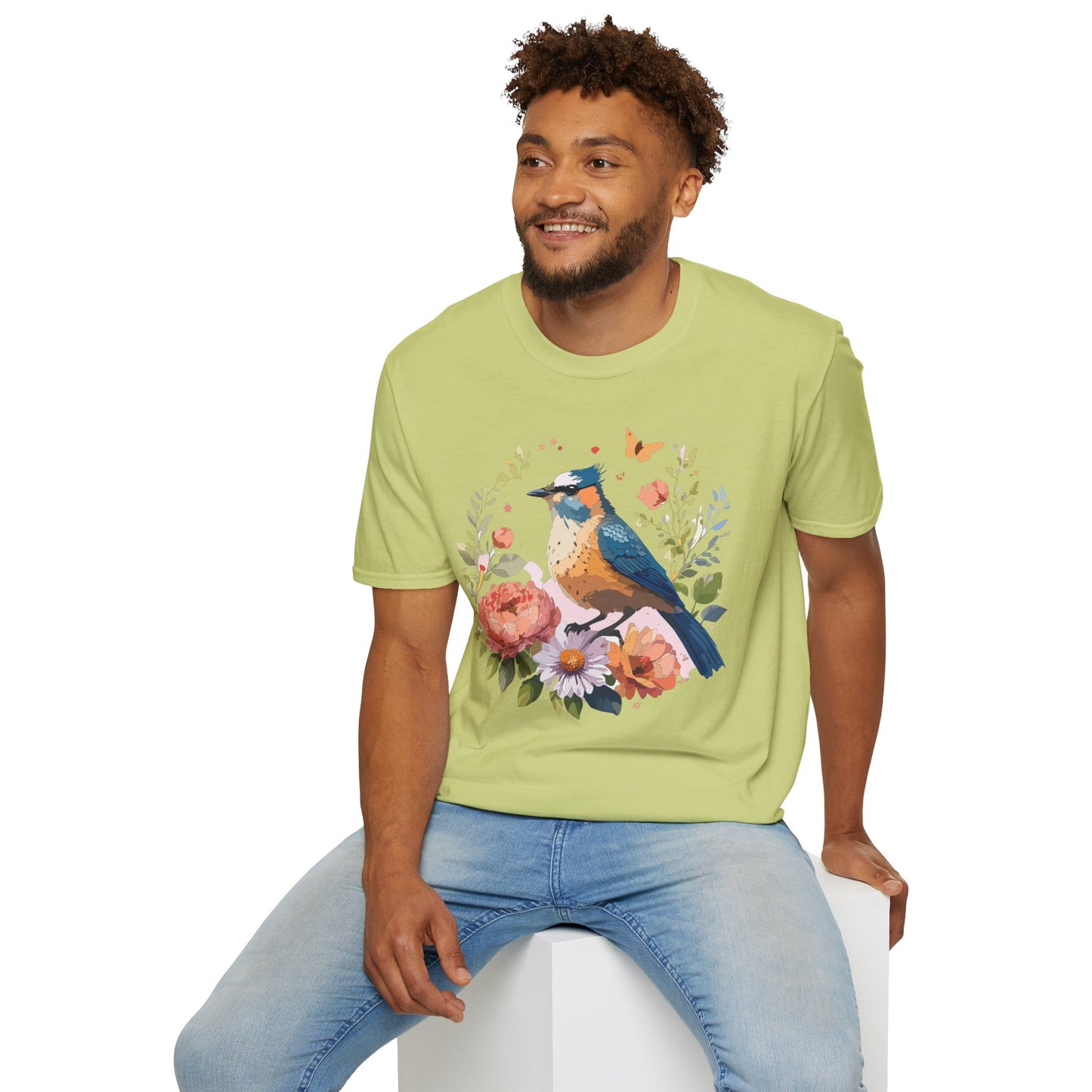Bird T-Shirt, Floral Bird T Shirt, Shirt with Bird, Shirt with Animal