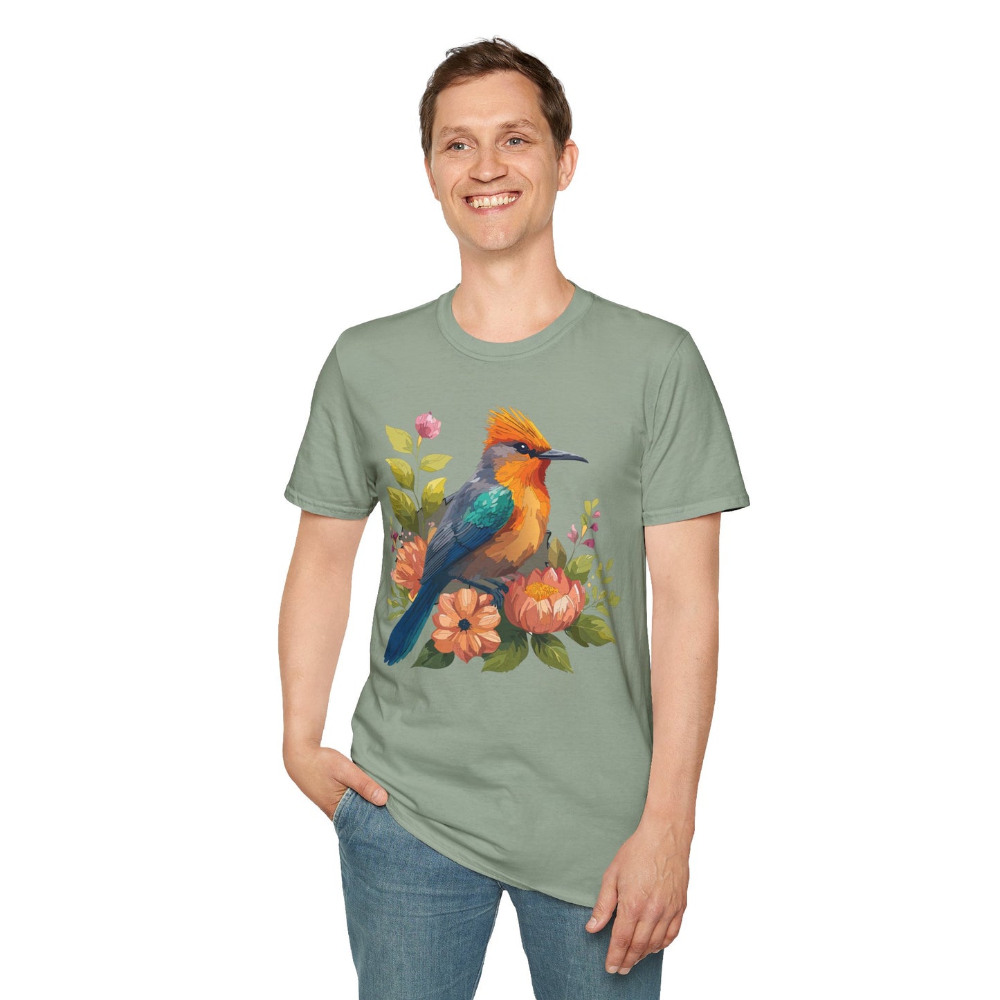 Bird T-Shirt, Floral Bird T Shirt, Shirt with Bird, Shirt with Animal