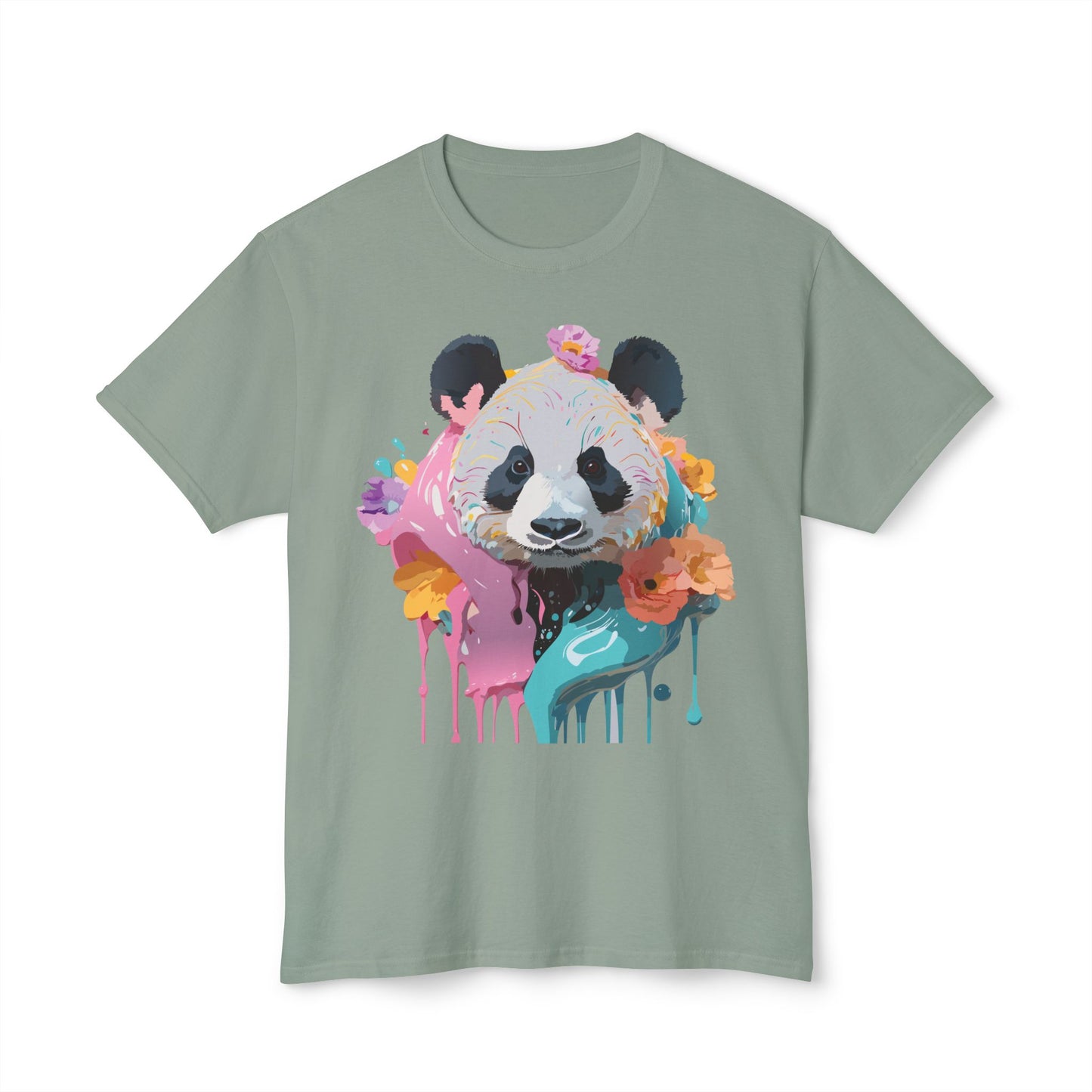 Panda T-Shirt, Vintage Panda Tee, Floral Tees, Panda Art Design Shirt, Tee Shirt with Panda Art 9