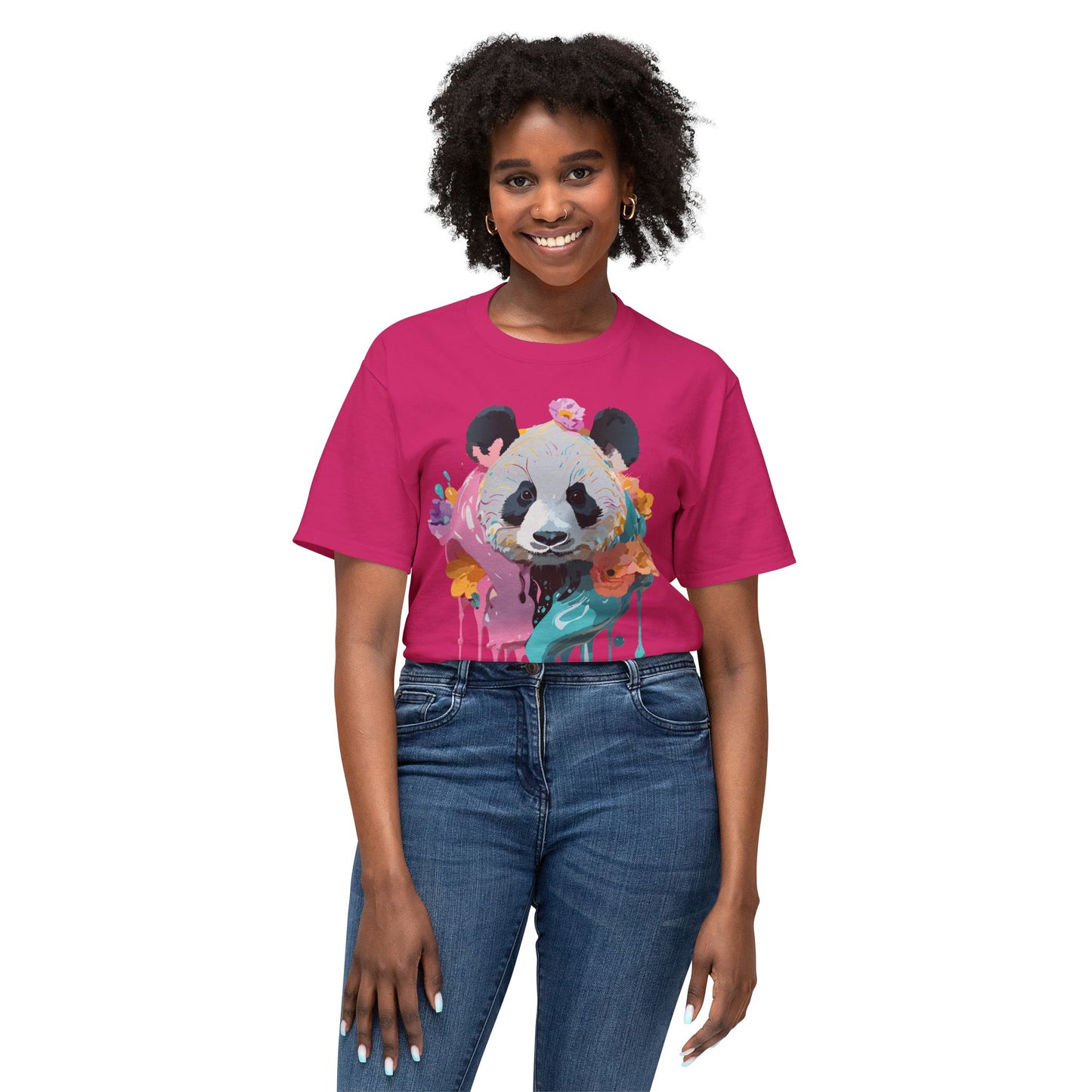 Panda T-Shirt, Vintage Panda Tee, Floral Tees, Panda Art Design Shirt, Tee Shirt with Panda Art 9