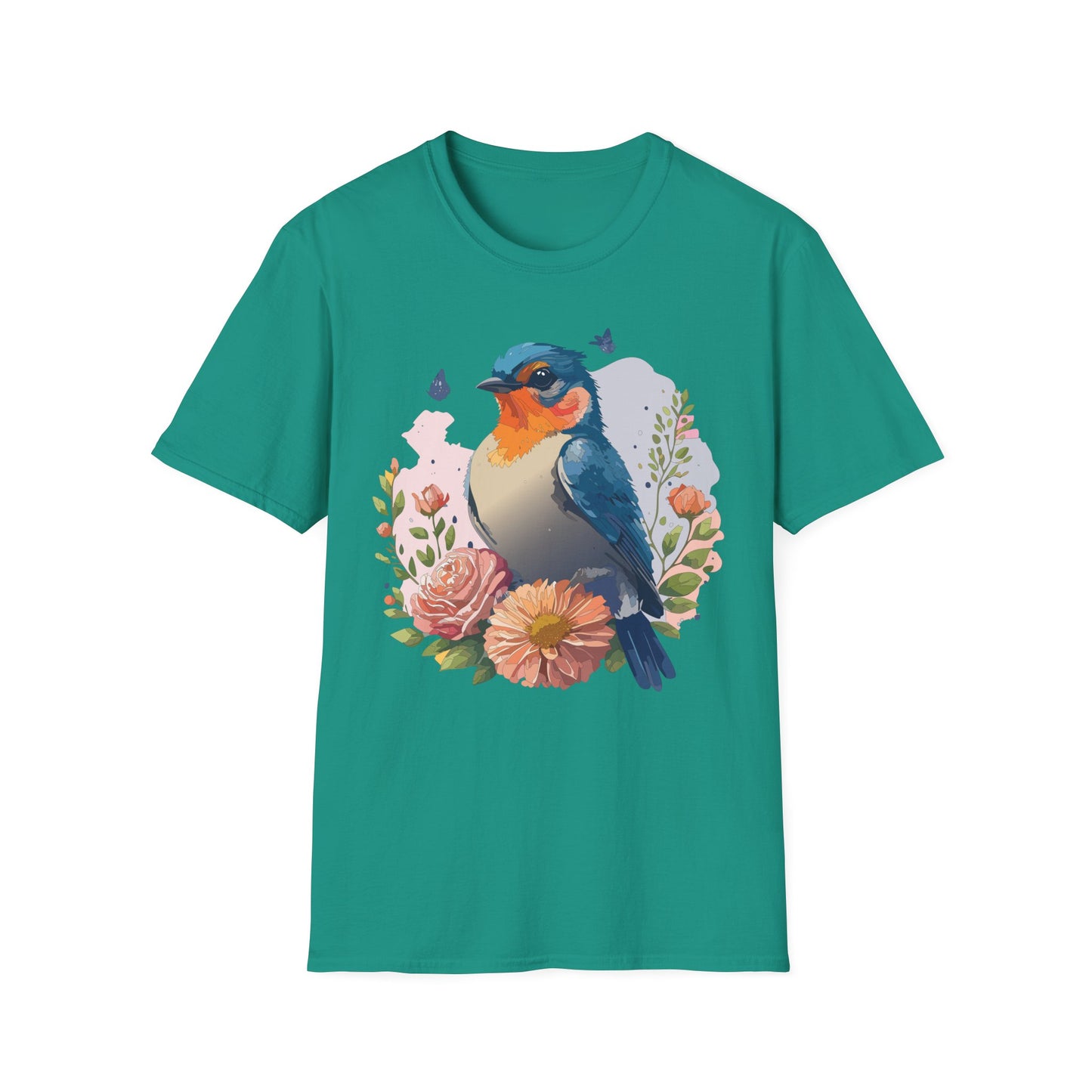 Bird T-Shirt, Floral Bird T Shirt, Shirt with Bird, Shirt with Animal