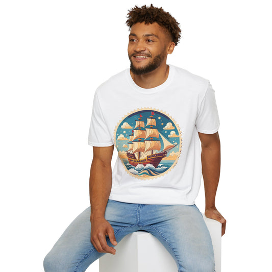 Frigate Ship T Shirt Unisex Short Sleeve 100 Percent Ring Spun Cotton Soft Tee Gildan 64000