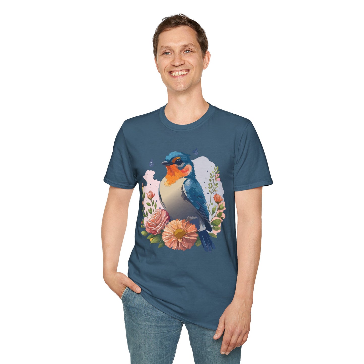 Bird T-Shirt, Floral Bird T Shirt, Shirt with Bird, Shirt with Animal