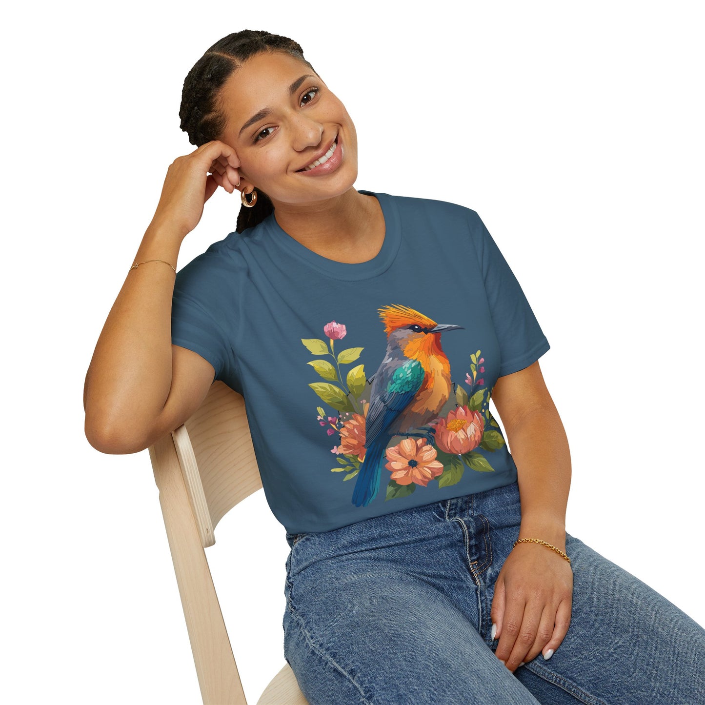 Bird T-Shirt, Floral Bird T Shirt, Shirt with Bird, Shirt with Animal