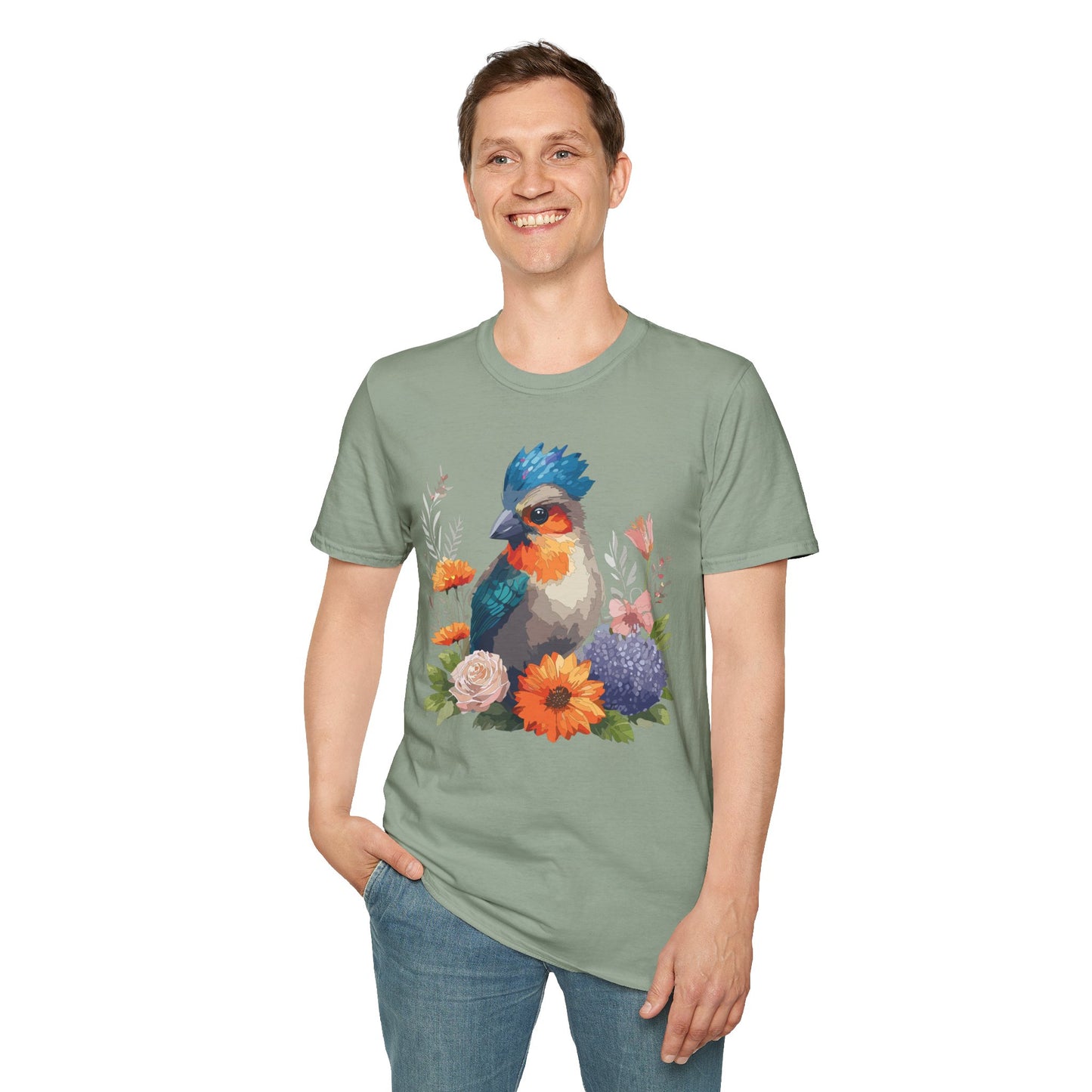 Bird T-Shirt, Floral Bird T Shirt, Shirt with Bird, Shirt with Animal
