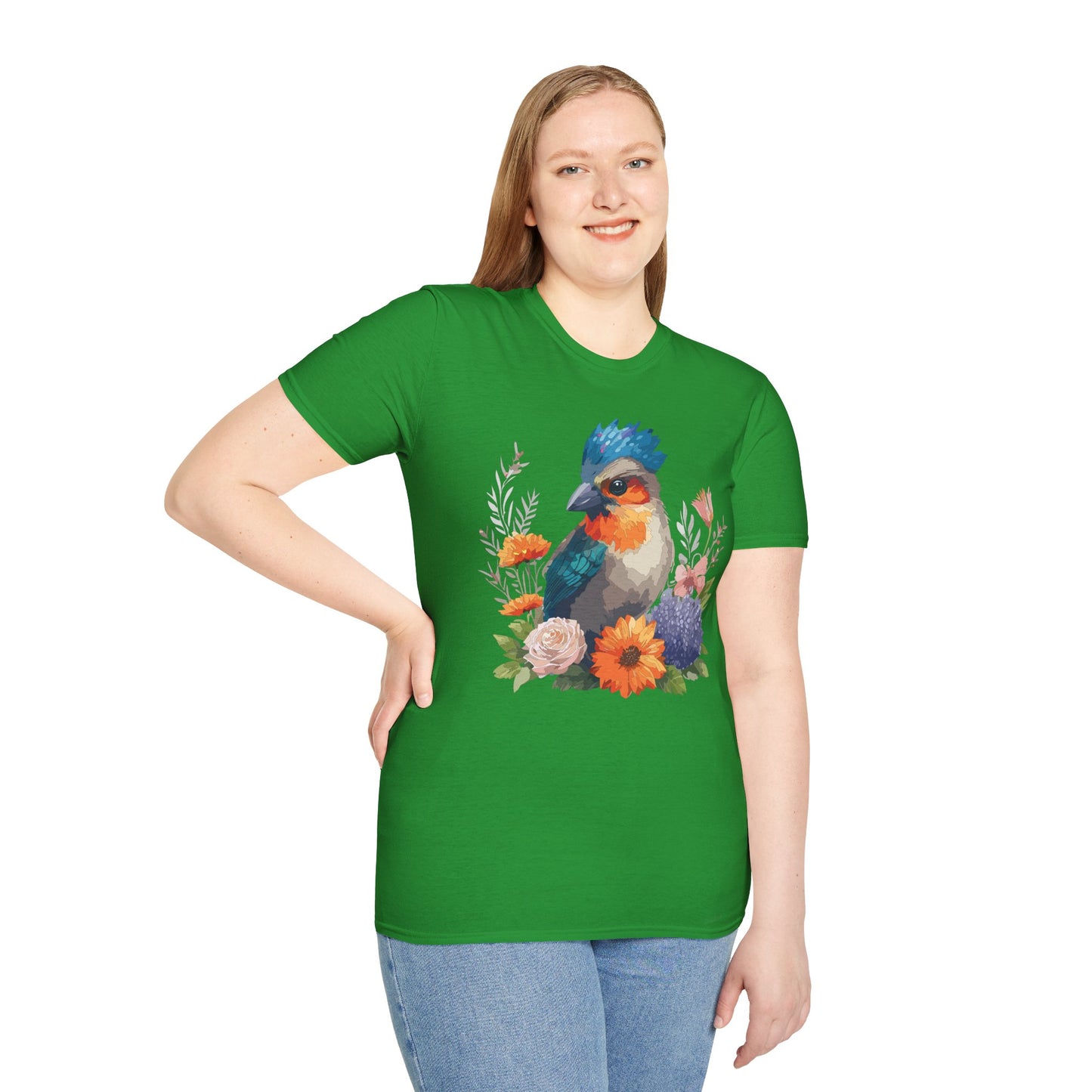 Bird T-Shirt, Floral Bird T Shirt, Shirt with Bird, Shirt with Animal