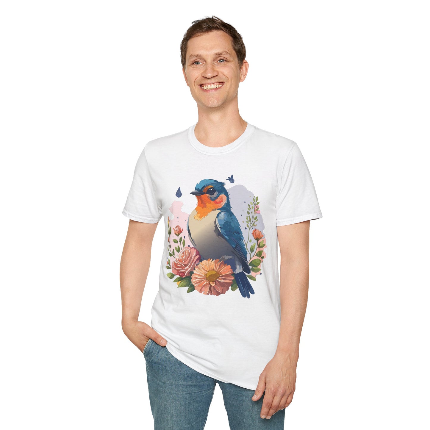 Bird T-Shirt, Floral Bird T Shirt, Shirt with Bird, Shirt with Animal