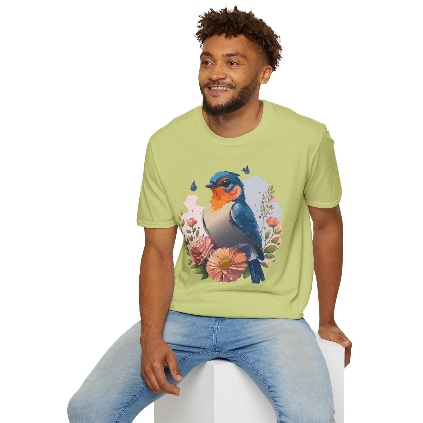 Bird T-Shirt, Floral Bird T Shirt, Shirt with Bird, Shirt with Animal