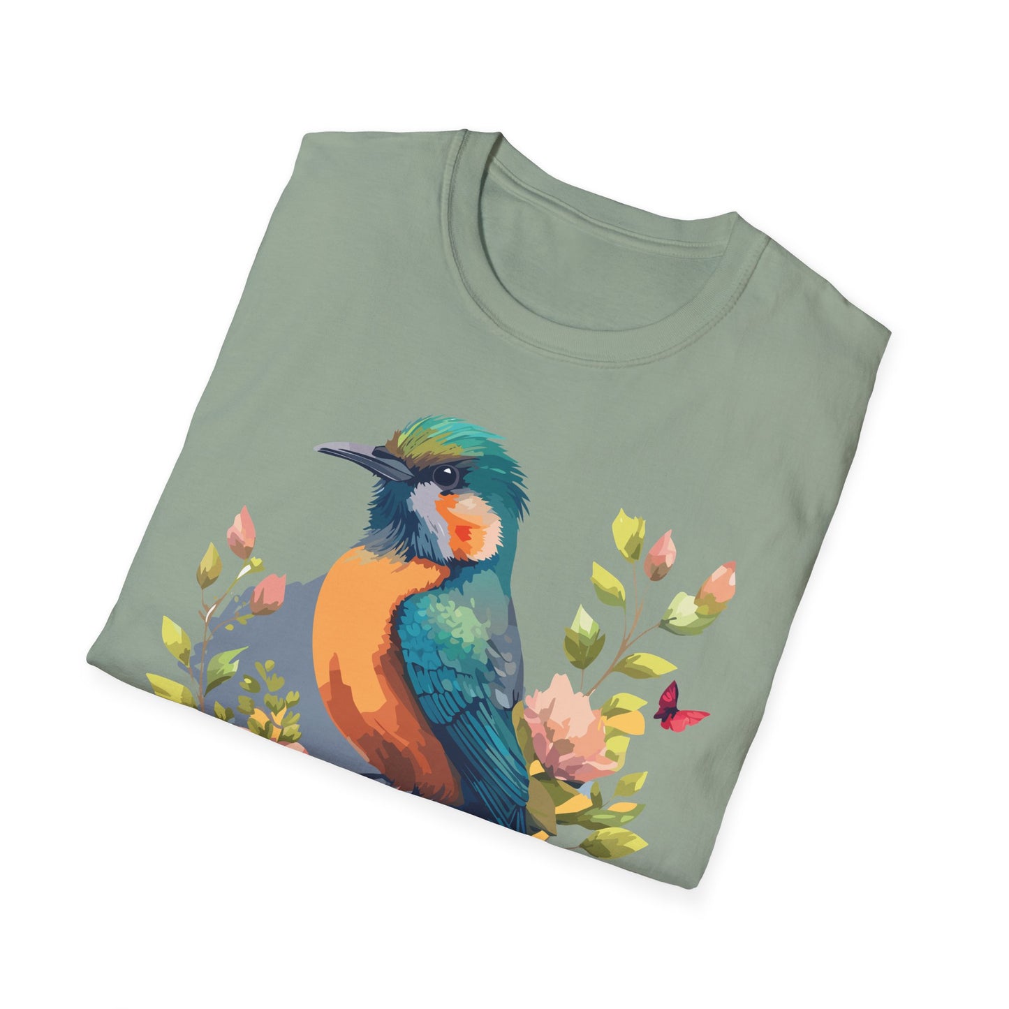 Bird T-Shirt, Floral Bird T Shirt, Shirt with Bird, Shirt with Animal