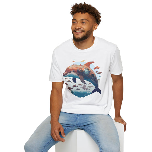 Unisex Dolphin Shirt Softstyle Tee Gildan 64000 Ring Spun Cotton Animal Graphic Design