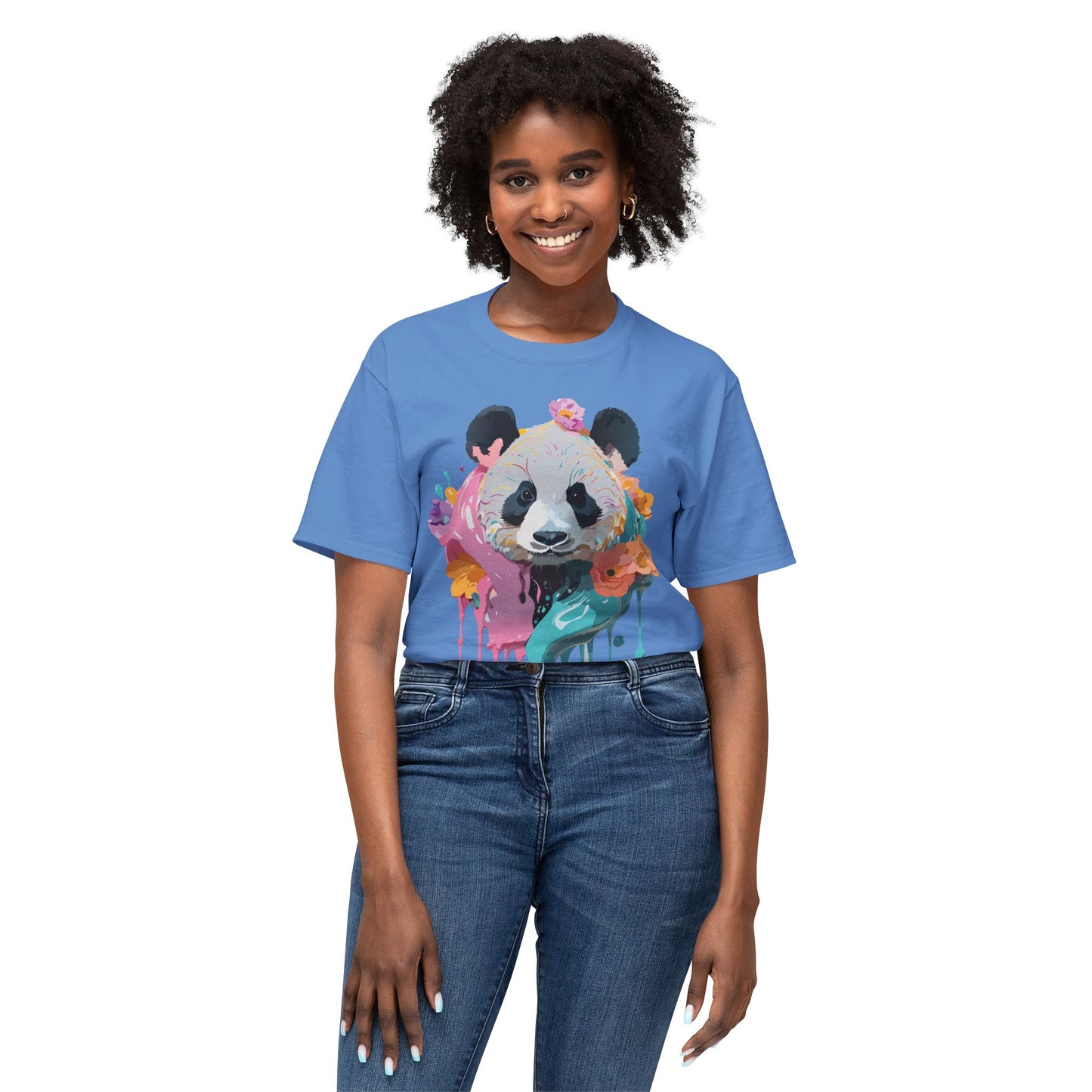 Panda T-Shirt, Vintage Panda Tee, Floral Tees, Panda Art Design Shirt, Tee Shirt with Panda Art 9