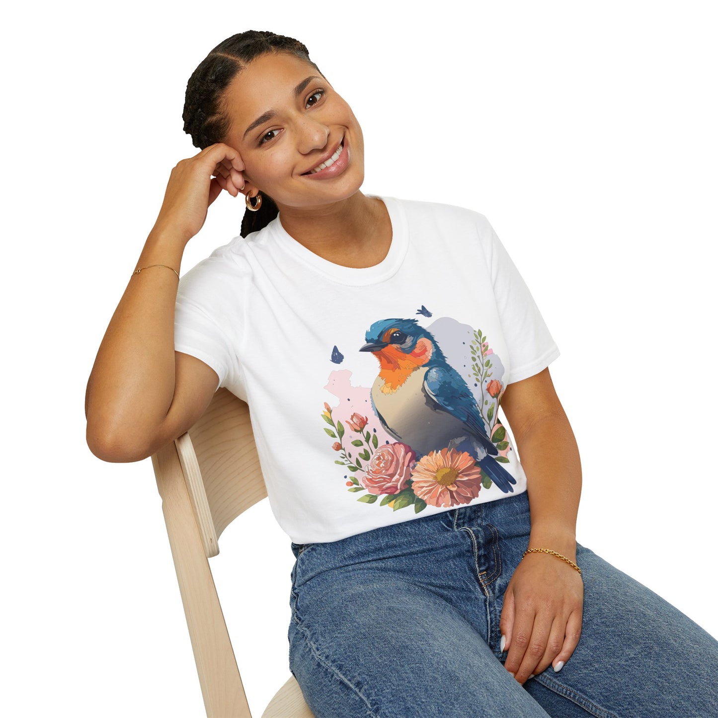 Bird T-Shirt, Floral Bird T Shirt, Shirt with Bird, Shirt with Animal