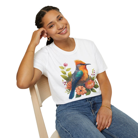 Bird T-Shirt, Floral Bird T Shirt, Shirt with Bird, Shirt with Animal