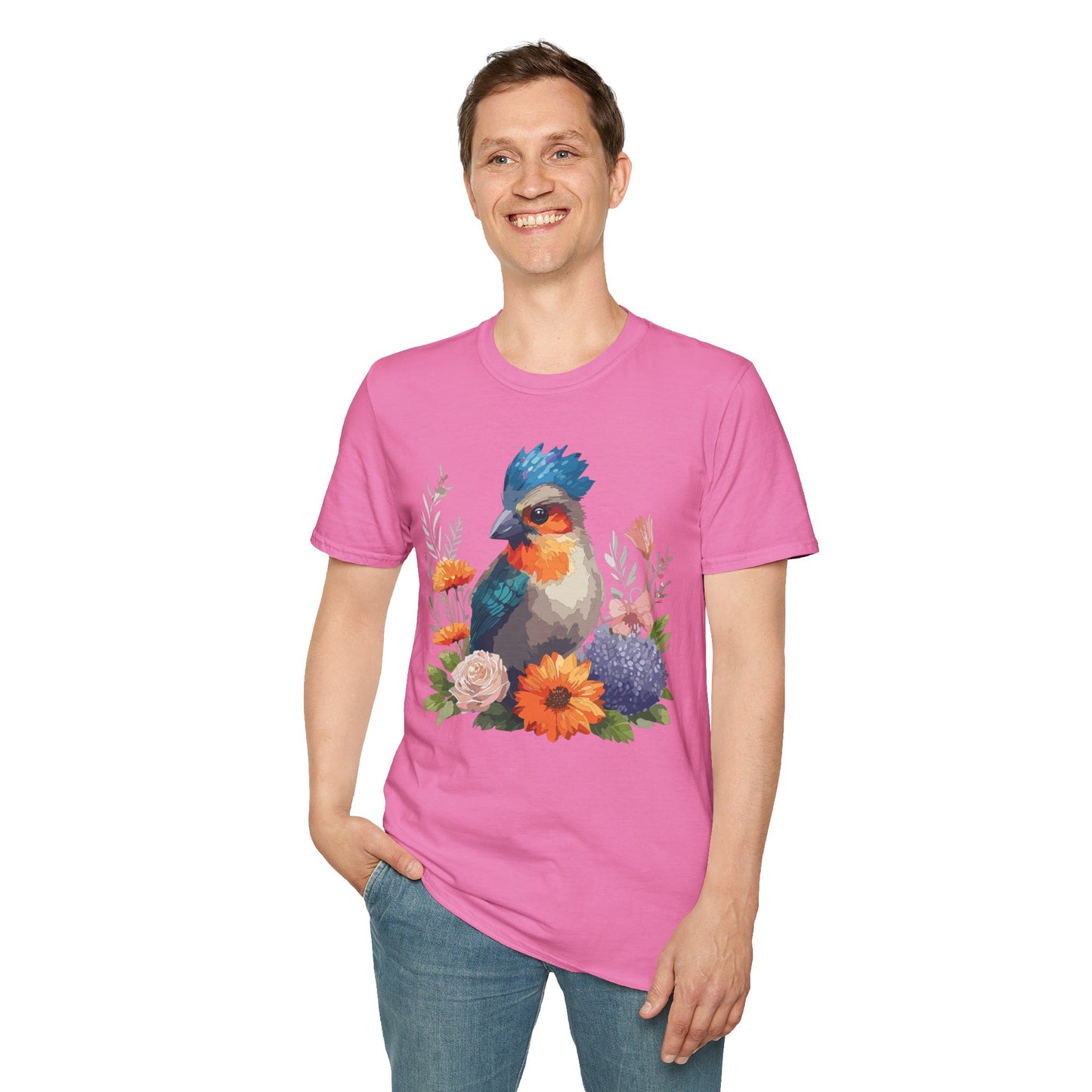 Bird T-Shirt, Floral Bird T Shirt, Shirt with Bird, Shirt with Animal
