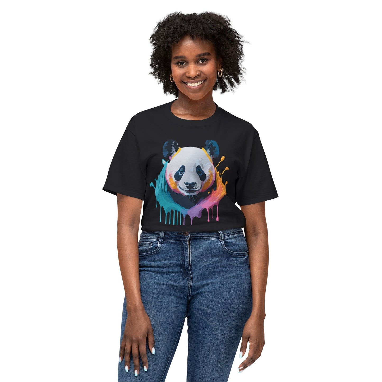Panda T-Shirt, Vintage Panda Tee, Floral Tees, Panda Art Design Shirt, Tee Shirt with Panda Art 1