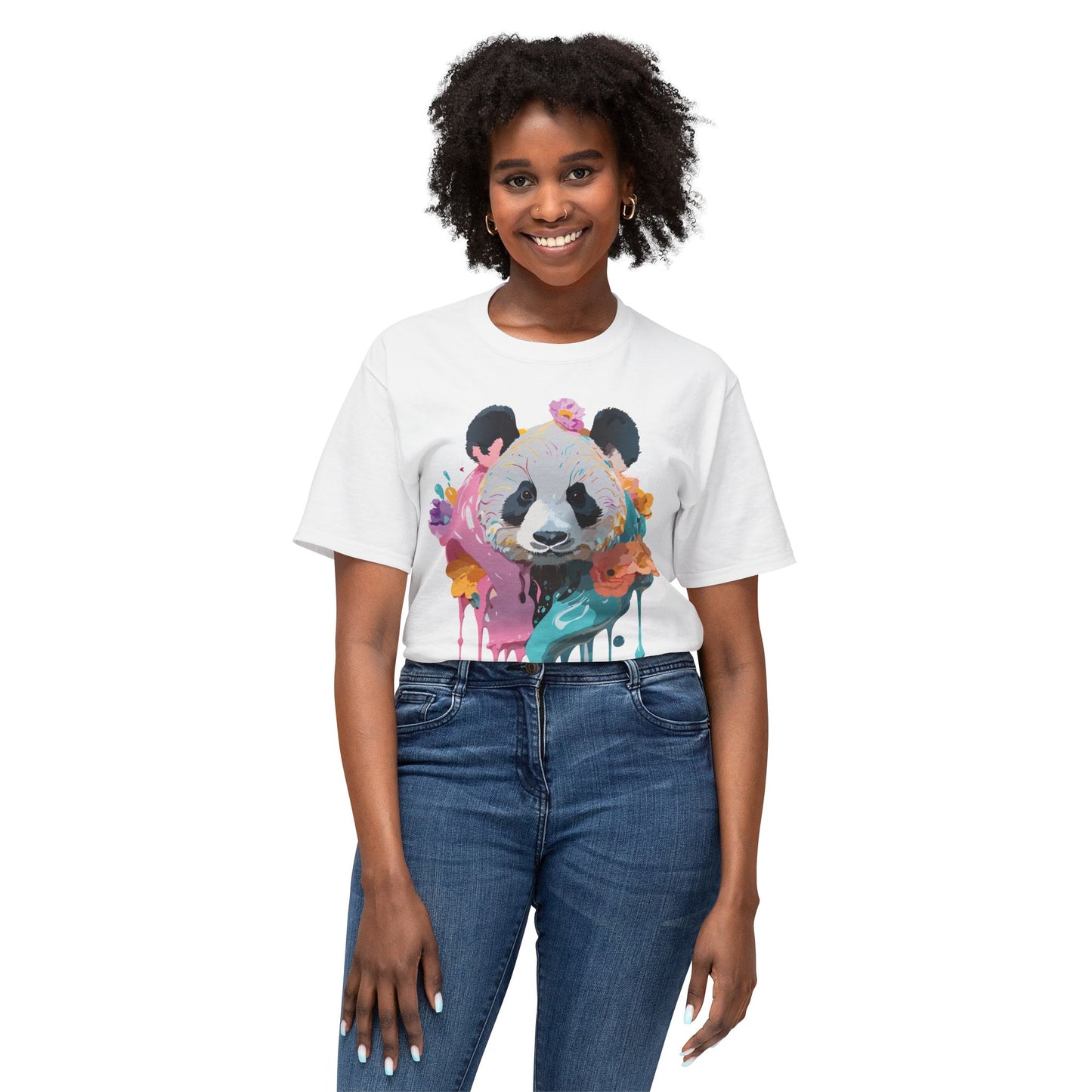 Panda T-Shirt, Vintage Panda Tee, Floral Tees, Panda Art Design Shirt, Tee Shirt with Panda Art 9