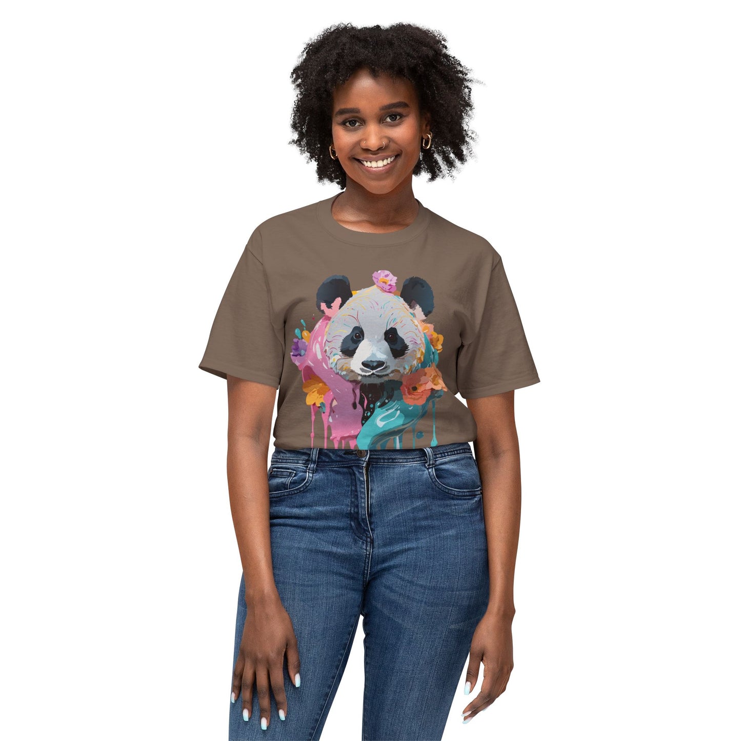 Panda T-Shirt, Vintage Panda Tee, Floral Tees, Panda Art Design Shirt, Tee Shirt with Panda Art 9