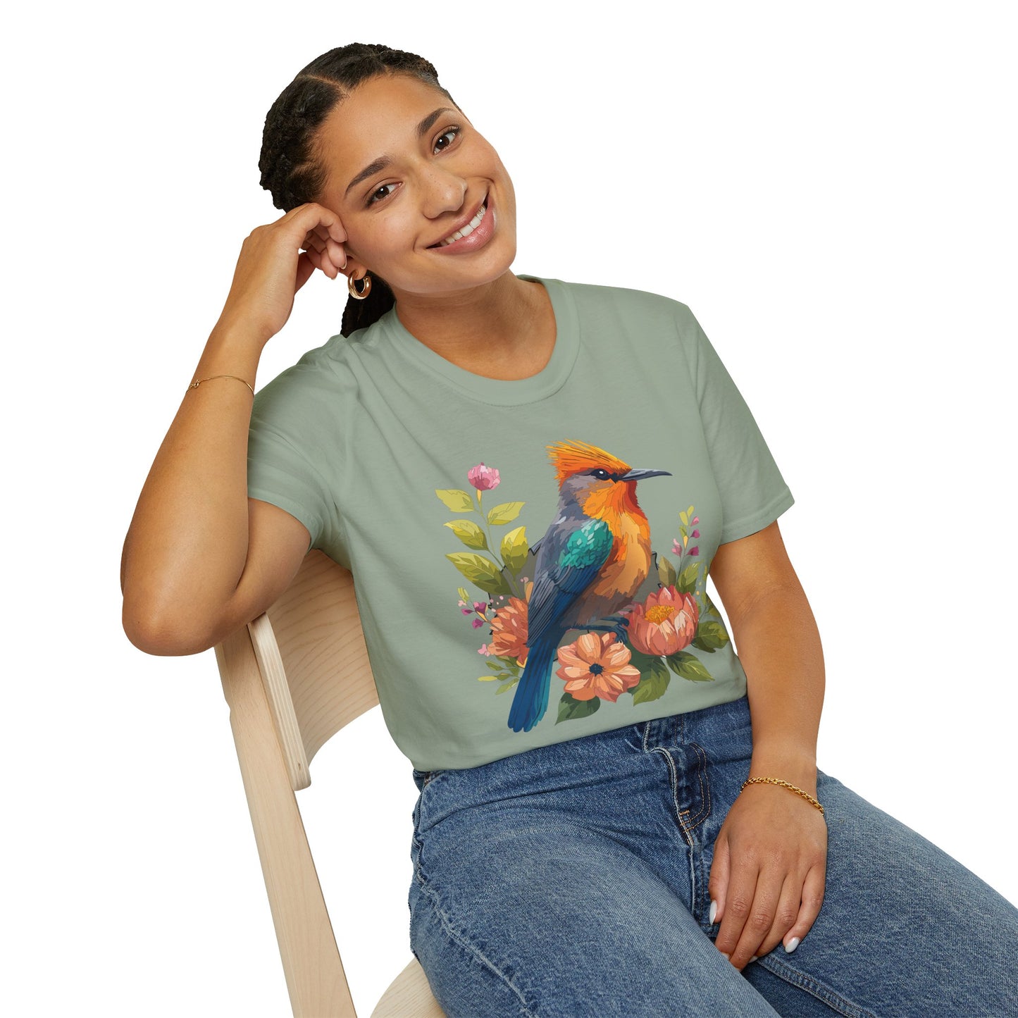 Bird T-Shirt, Floral Bird T Shirt, Shirt with Bird, Shirt with Animal
