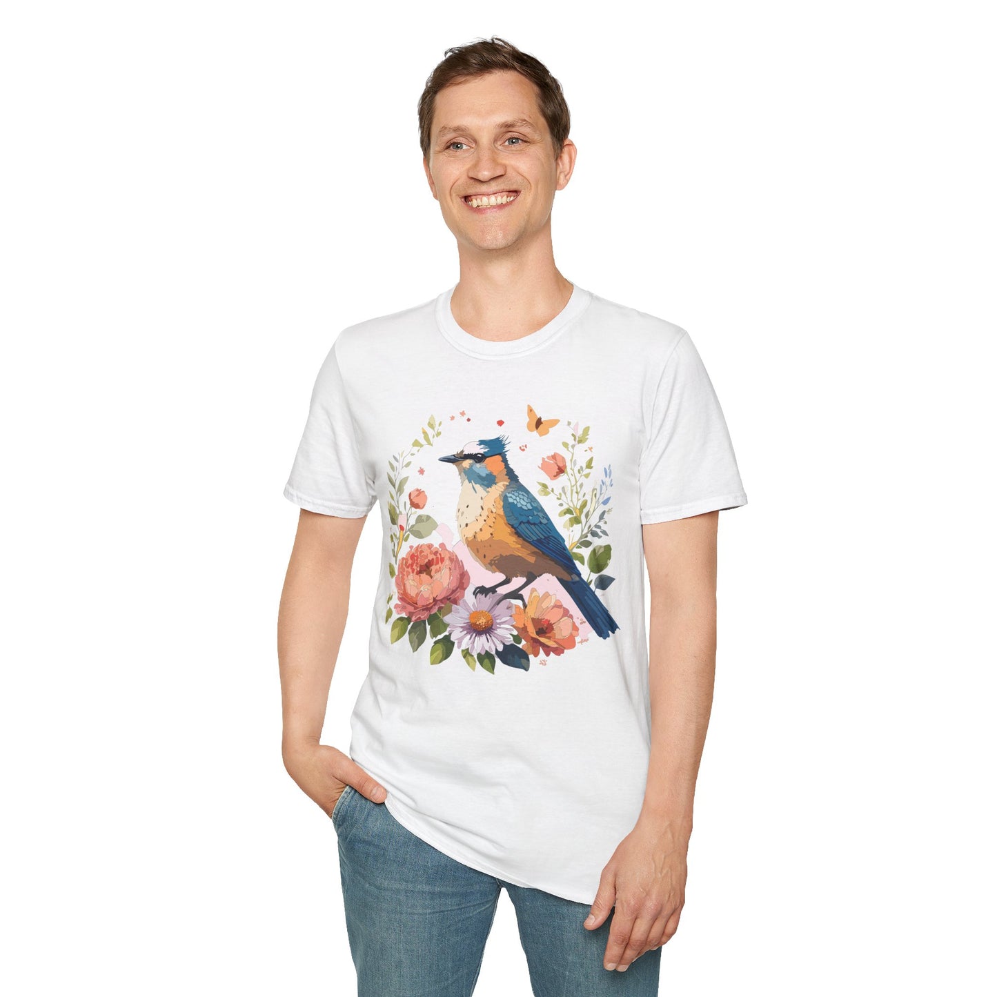 Bird T-Shirt, Floral Bird T Shirt, Shirt with Bird, Shirt with Animal