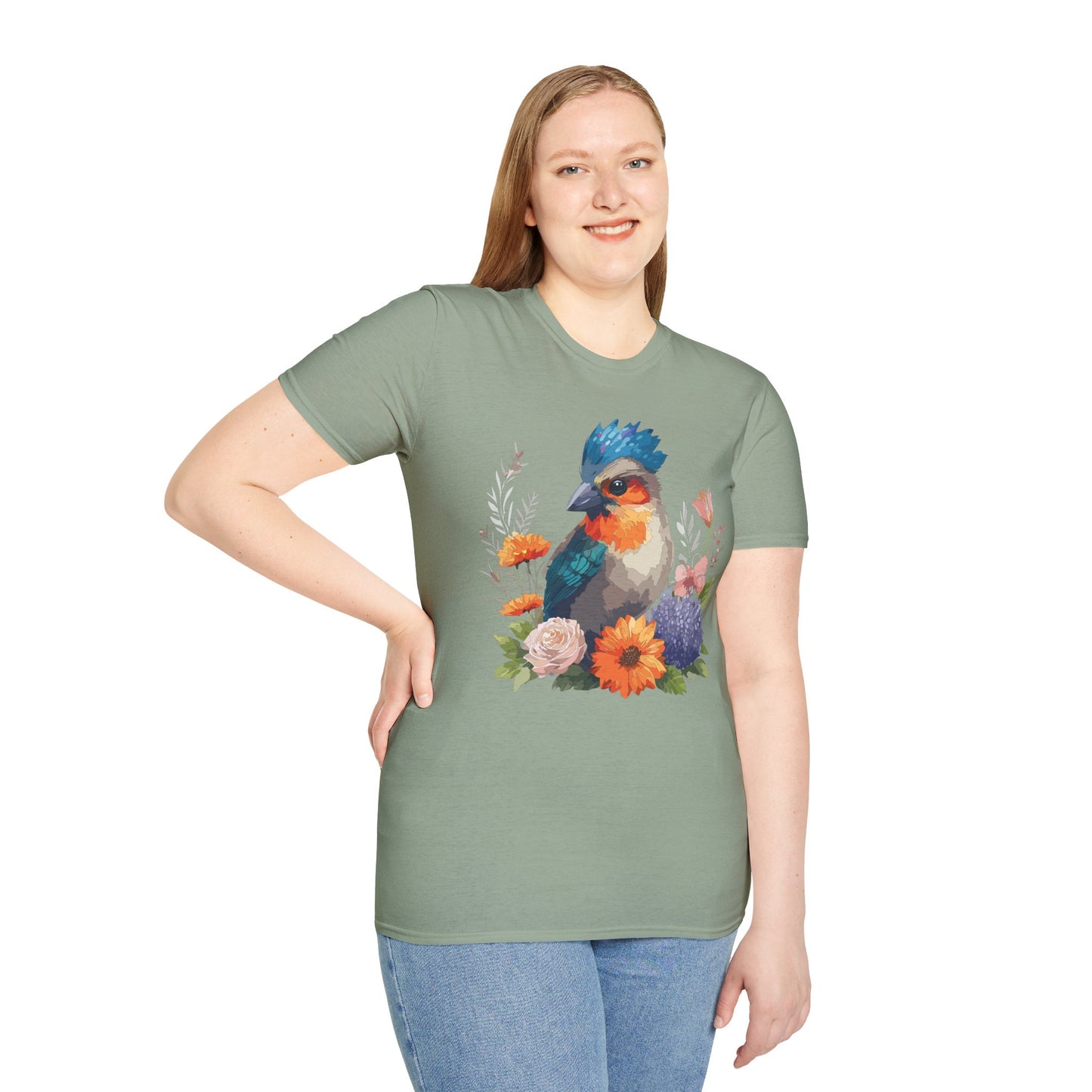 Bird T-Shirt, Floral Bird T Shirt, Shirt with Bird, Shirt with Animal