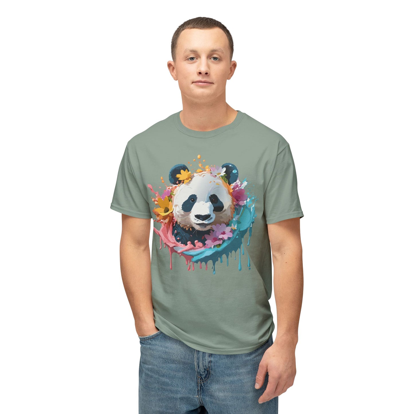 Panda T-Shirt, Vintage Panda Tee, Floral Tees, Panda Art Design Shirt, Tee Shirt with Panda Art 8