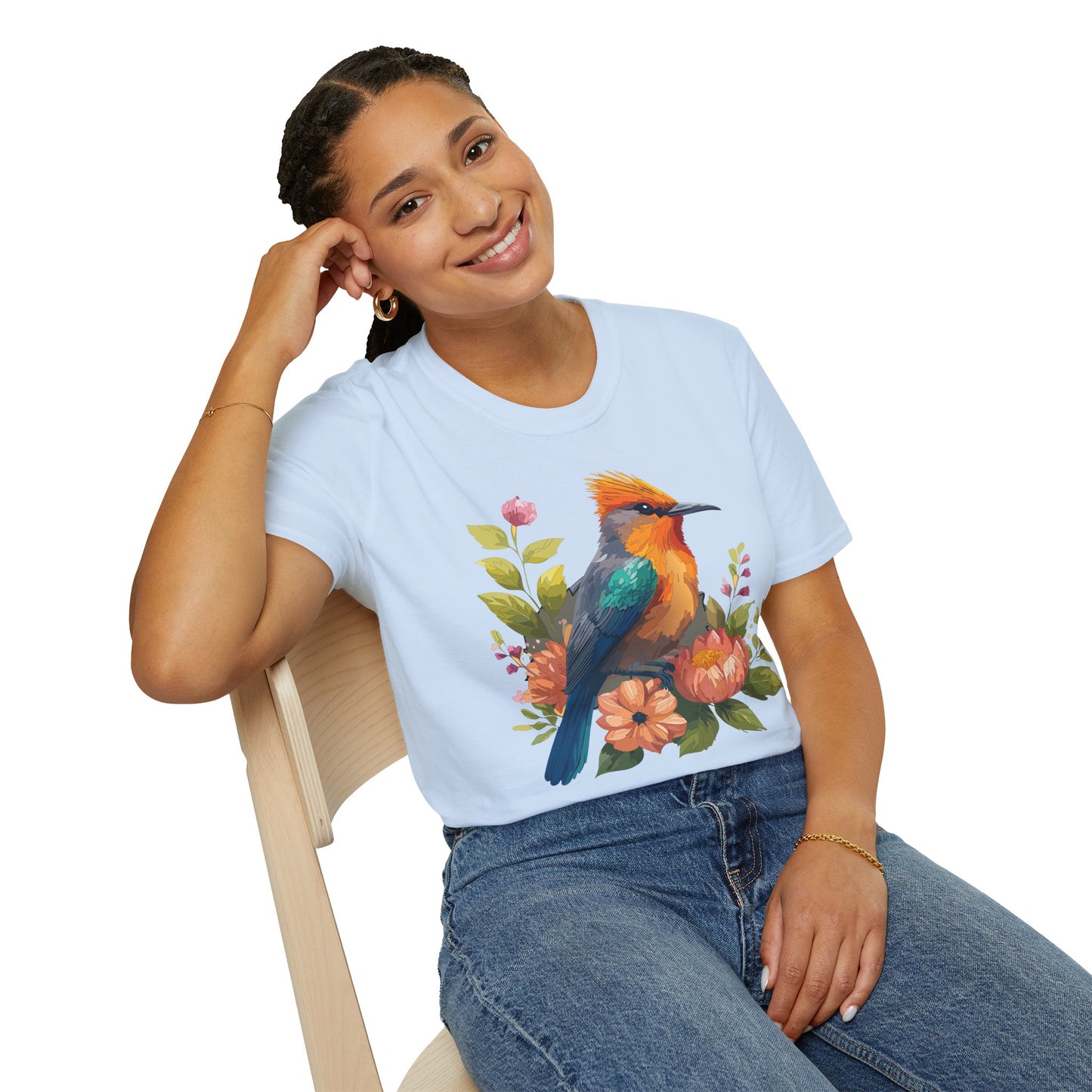 Bird T-Shirt, Floral Bird T Shirt, Shirt with Bird, Shirt with Animal