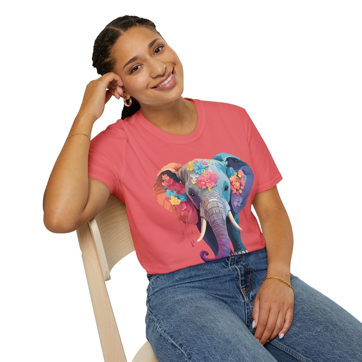 Elephant Shirt, T Shirt with Elephant, Elephant on T Shirt, T Shirt with Animation, Animals Tee Shirt