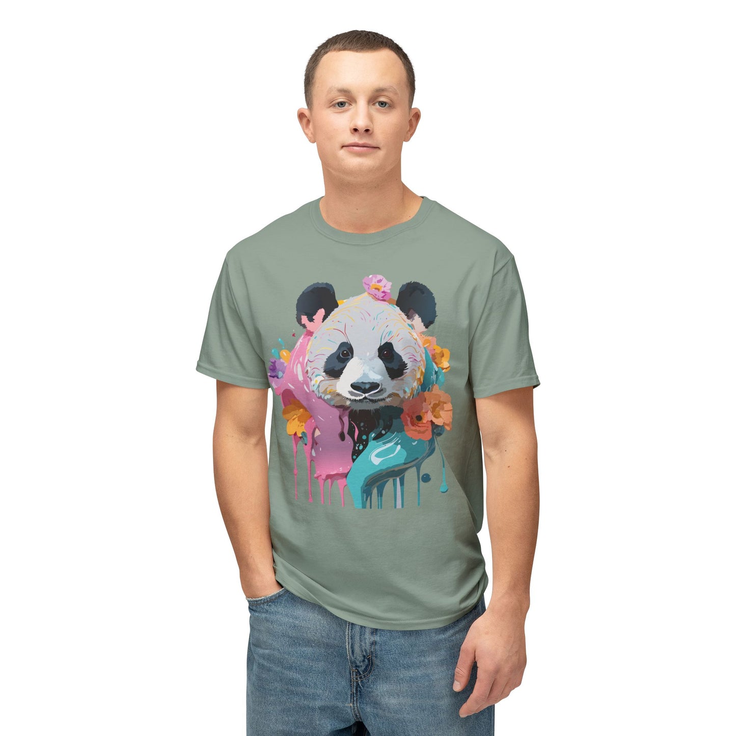 Panda T-Shirt, Vintage Panda Tee, Floral Tees, Panda Art Design Shirt, Tee Shirt with Panda Art 9