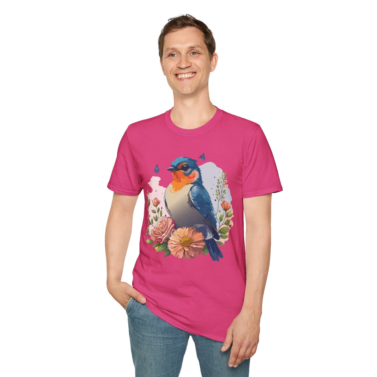 Bird T-Shirt, Floral Bird T Shirt, Shirt with Bird, Shirt with Animal