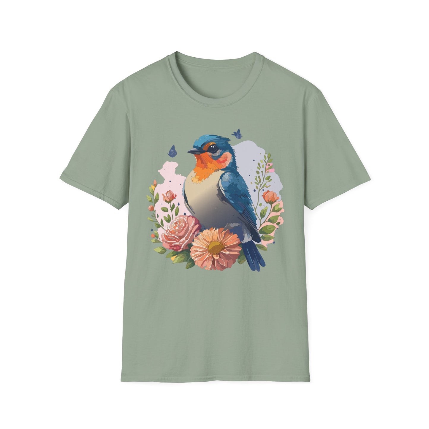 Bird T-Shirt, Floral Bird T Shirt, Shirt with Bird, Shirt with Animal