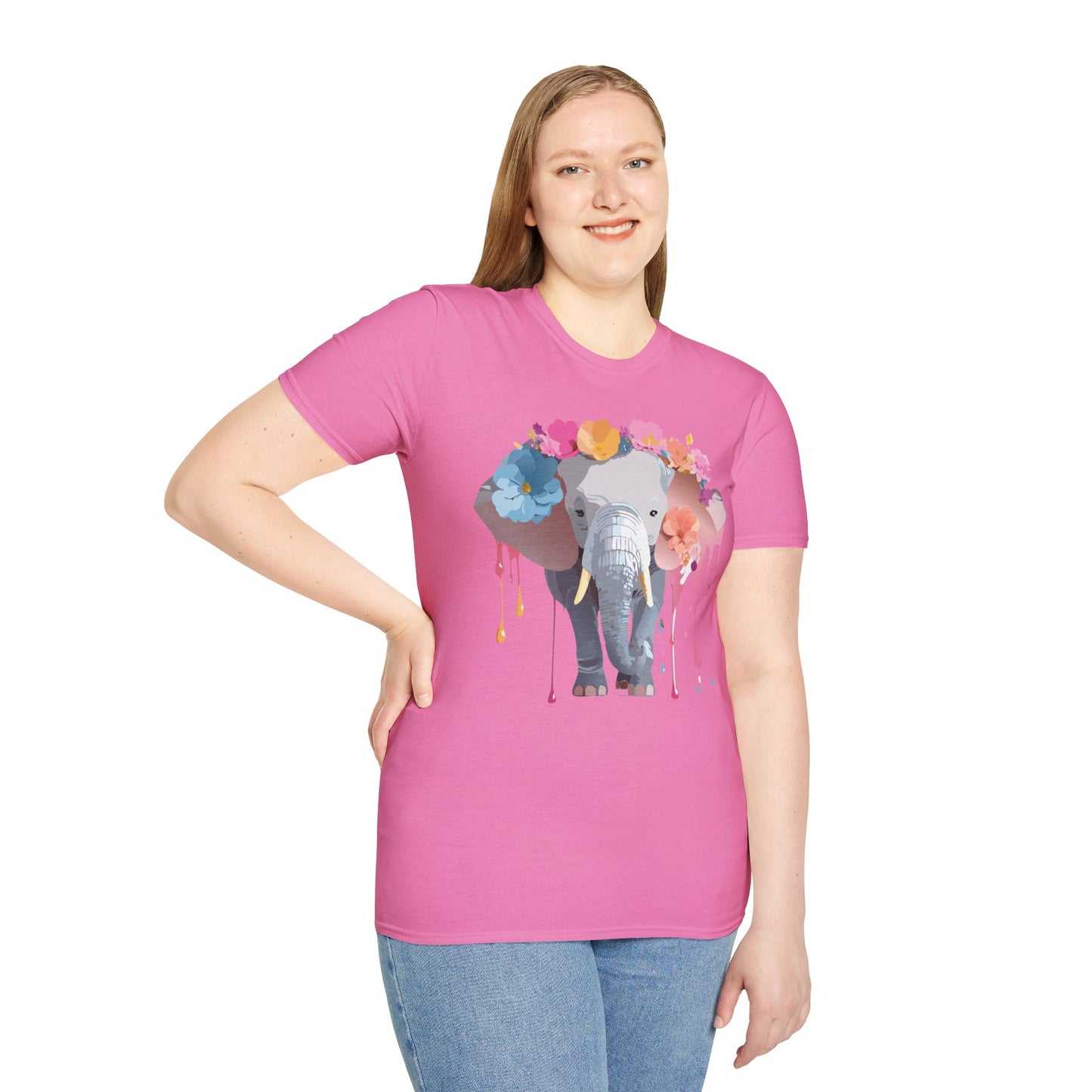 Elephant Shirt, T Shirt with Elephant, Elephant on T Shirt, T Shirt with Animation, Animals Tee Shirt