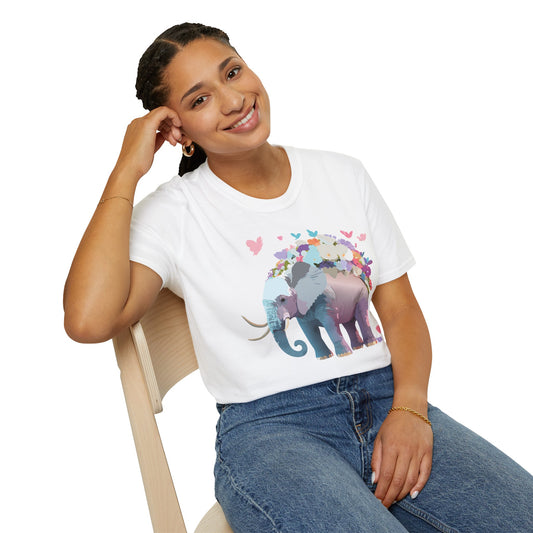 Elephant Graphic T Shirt Unisex Cotton Softstyle Tee Gildan 64000 Elephant Design For Animal Lovers