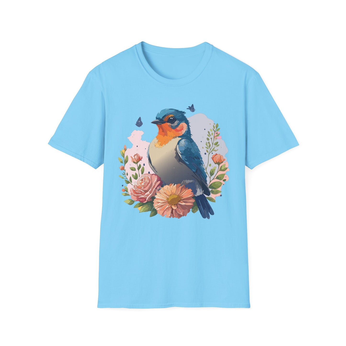 Bird T-Shirt, Floral Bird T Shirt, Shirt with Bird, Shirt with Animal