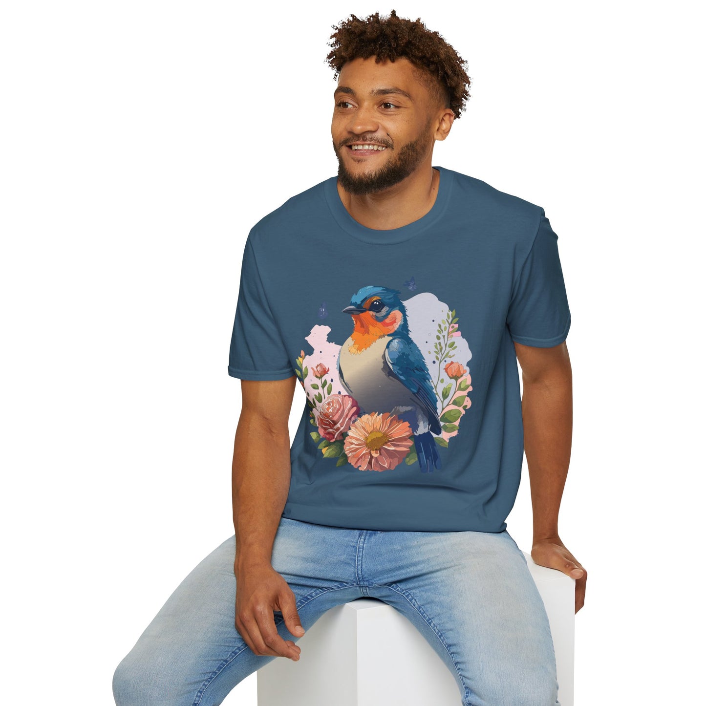 Bird T-Shirt, Floral Bird T Shirt, Shirt with Bird, Shirt with Animal