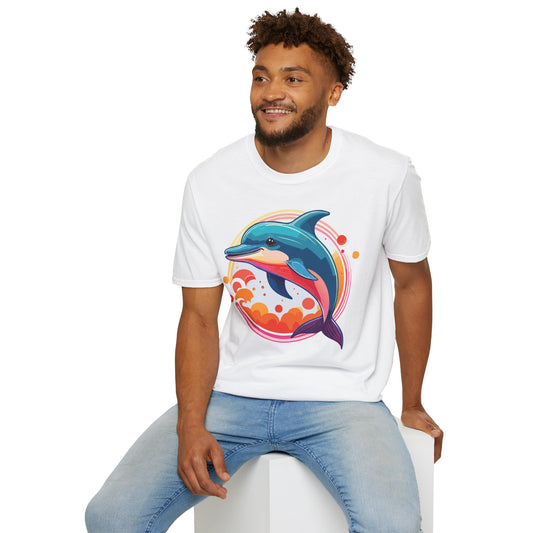 Dolphin Shirt Unisex Softstyle Tee Short Sleeve 100 Percent Ring Spun Cotton Gildan 64000