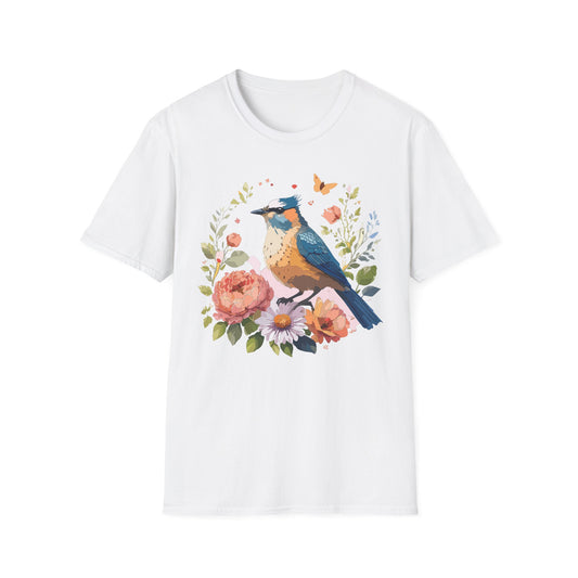 Bird T-Shirt, Floral Bird T Shirt, Shirt with Bird, Shirt with Animal