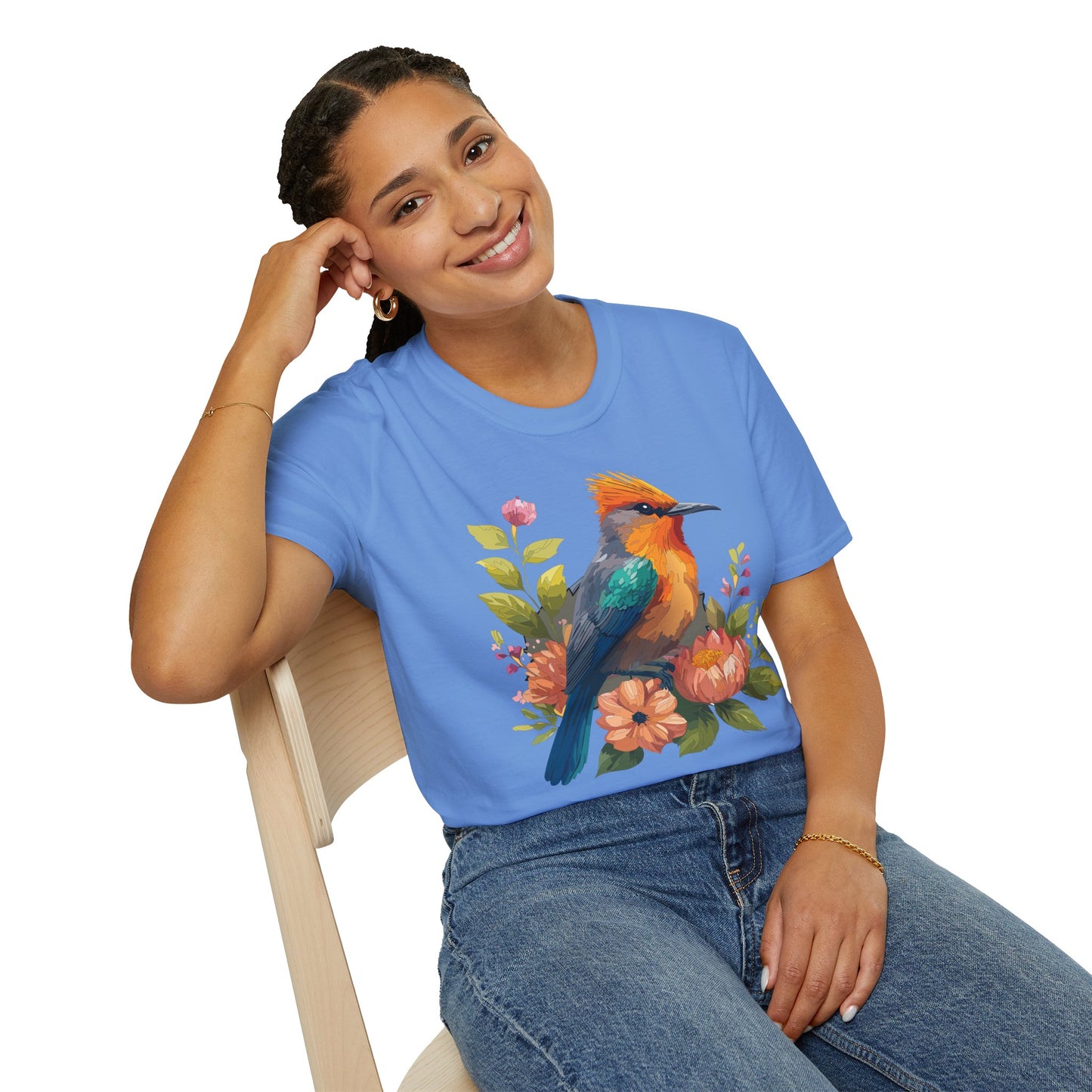 Bird T-Shirt, Floral Bird T Shirt, Shirt with Bird, Shirt with Animal