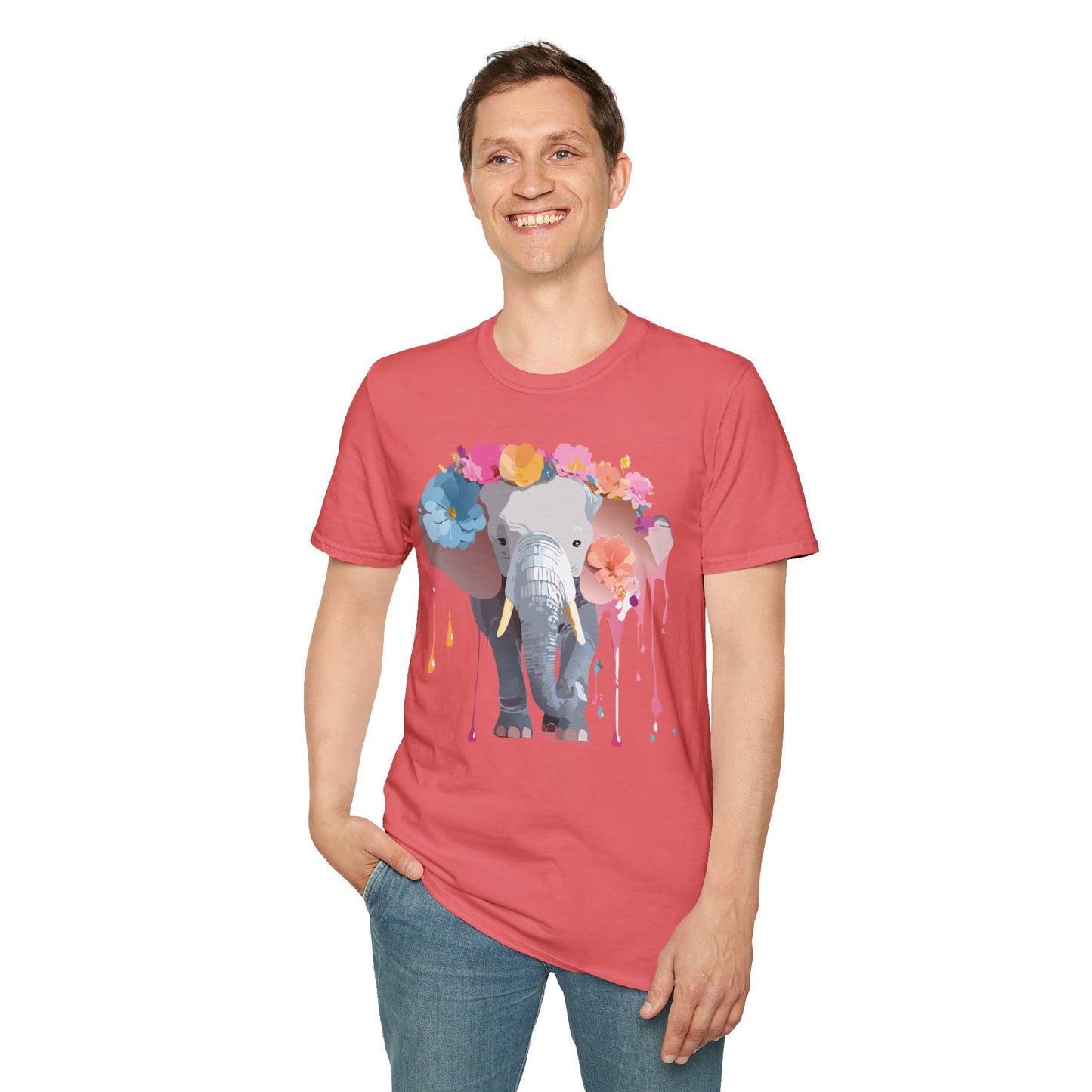 Elephant Shirt, T Shirt with Elephant, Elephant on T Shirt, T Shirt with Animation, Animals Tee Shirt