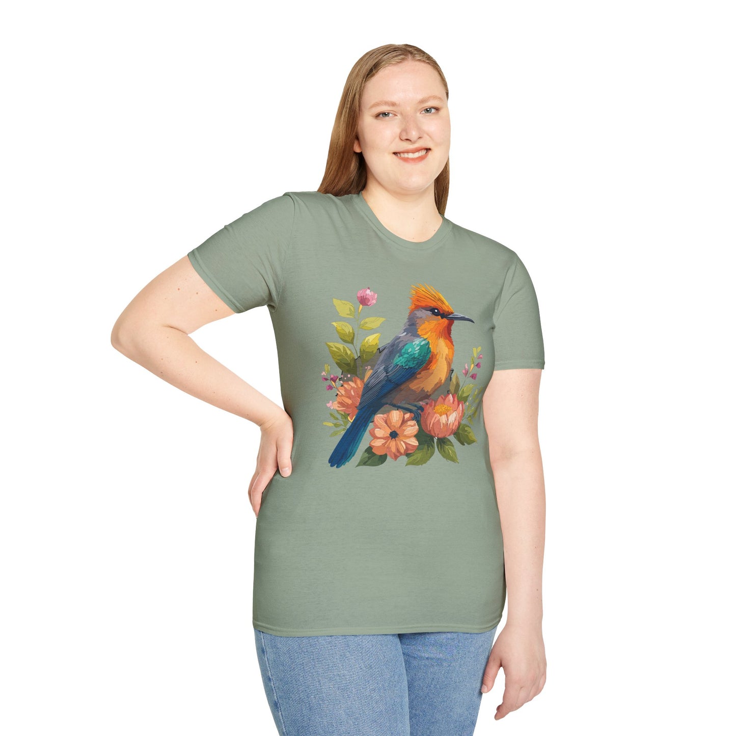 Bird T-Shirt, Floral Bird T Shirt, Shirt with Bird, Shirt with Animal