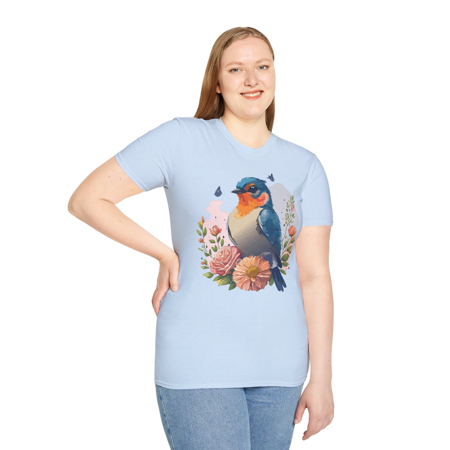 Bird T-Shirt, Floral Bird T Shirt, Shirt with Bird, Shirt with Animal
