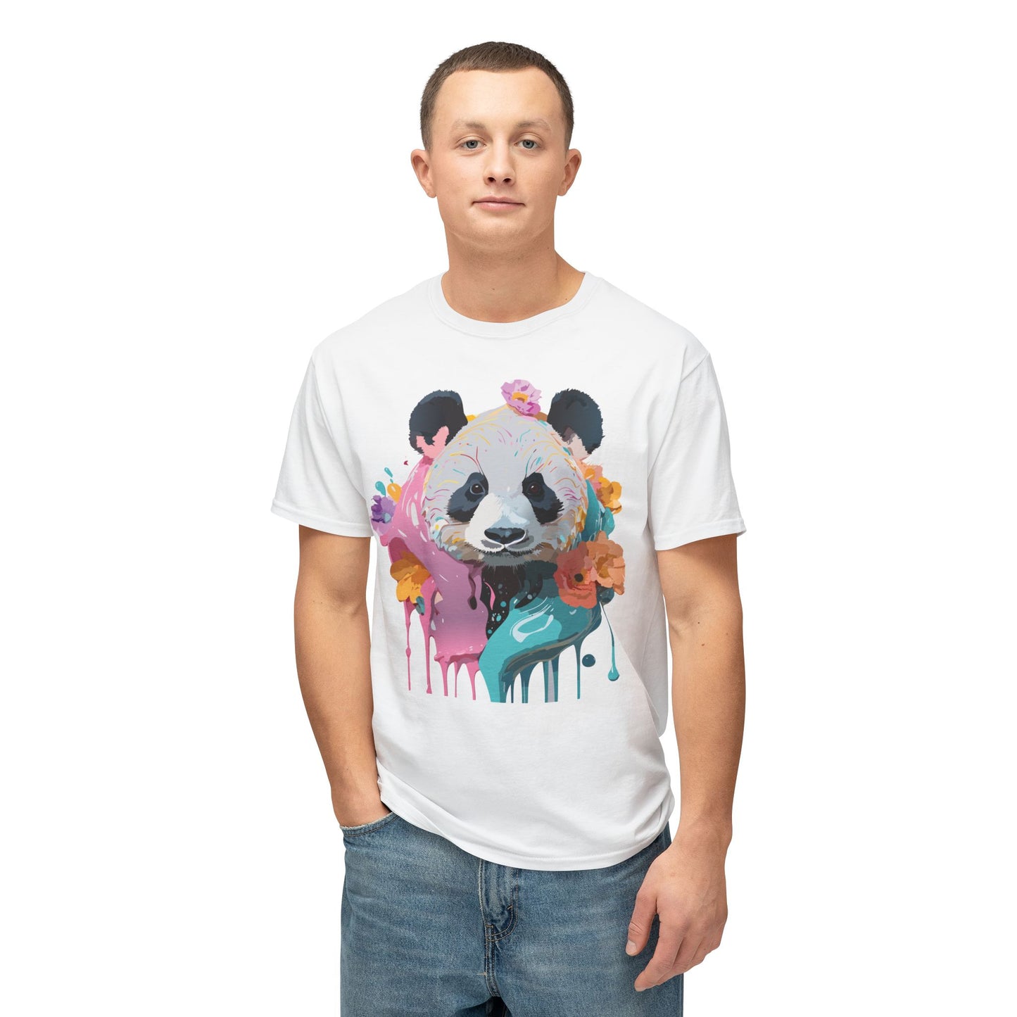 Panda T-Shirt, Vintage Panda Tee, Floral Tees, Panda Art Design Shirt, Tee Shirt with Panda Art 9