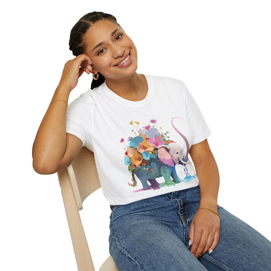 Elephant T Shirt Unisex Softstyle Cotton Tee With Animated Elephant Design Premium Comfort
