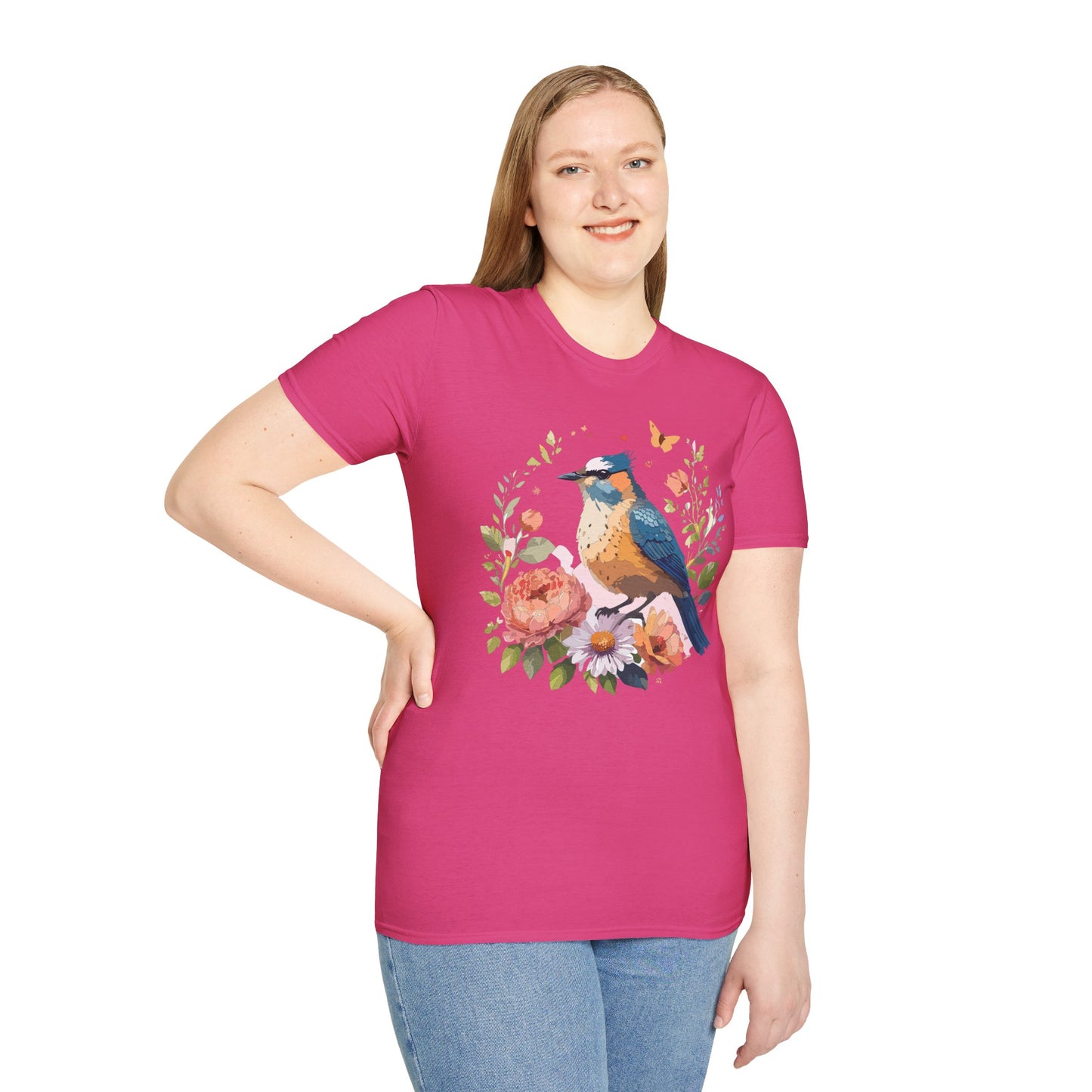 Bird T-Shirt, Floral Bird T Shirt, Shirt with Bird, Shirt with Animal